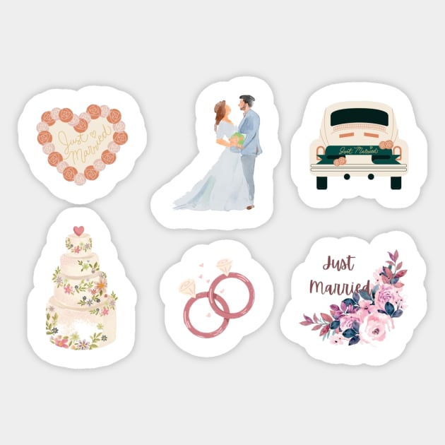 Cute Wedding Stickers for Envelopes and Scrapbooking Sticker by julyperson